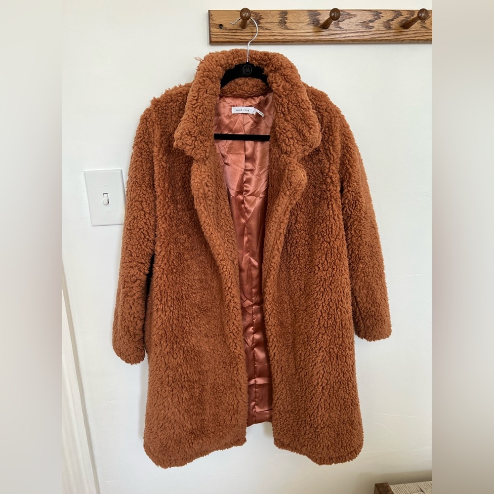 Stitch and Feather rust teddy coat